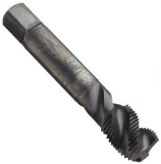 Dormer E028 Powdered Metal Spiral Flute Threading Tap, Black Oxide Finish, Round Shank With Square End, Modified Bottoming Chamfer, #8 32 Thread Size