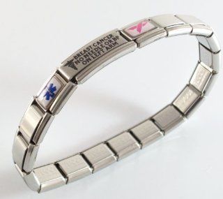 Breast Cancer Lymphedema Medical ID Alert Italian Charm Bracelet for Left Arm Identification Bracelets Jewelry