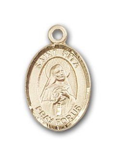 14kt Solid Gold Pendant Saint St. Rita of Cascia Medal 1/2 x 1/4 Inches Loneliness/Lost Causes 9094  Comes with a Black velvet Box Jewelry