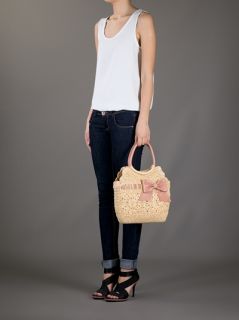 Red Valentino Woven Straw Tote Bag