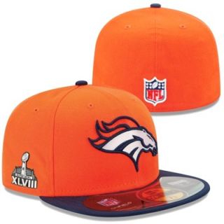 New Era Denver Broncos Super Bowl XLVIII On Field Side Patch Youth 59FIFTY Fitted Performance Hat   Orange