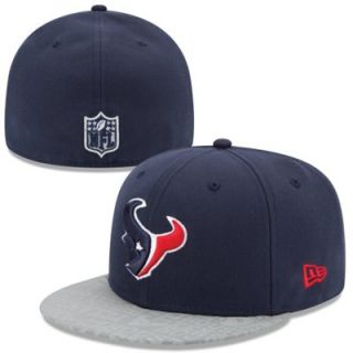 Mens New Era Navy Blue Houston Texans 2014 NFL Draft 59FIFTY Reflective Fitted Hat