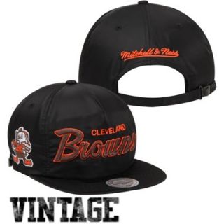 Mitchell & Ness Cleveland Browns Special Script Nylon Zipback Hat   Black