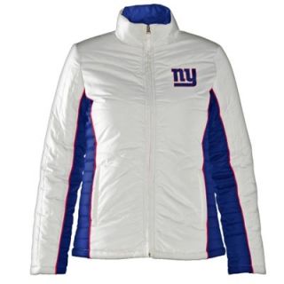 New York Giants Ladies Touchdown Full Zip Jacket   White/Royal Blue