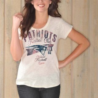 New England Patriots Ladies Hail Mary Burnout T Shirt   White