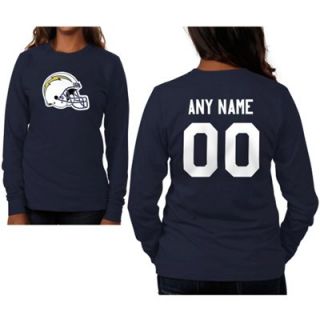 San Diego Chargers Womens Custom Any Name & Number Long Sleeve T Shirt   