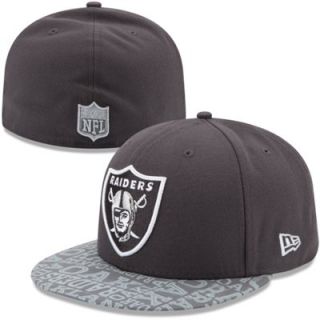 Mens New Era Graphite Oakland Raiders 2014 NFL Draft 59FIFTY Fitted Hat
