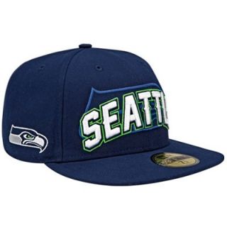 New Era Seattle Seahawks NFL Draft Fitted Hat   Navy Blue