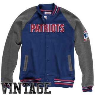 Mitchell & Ness New England Patriots Backward Pass Button Up Jacket   Navy Blue/Charcoal