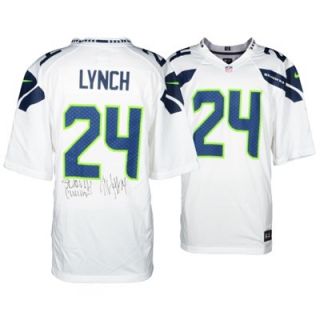 Nike Marshawn Lynch Seattle Seahawks Super Bowl XLVIII Champions Autographed Replica Jersey with SB XLVIII Champs Inscription   White