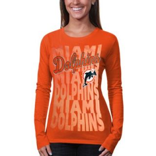 Miami Dolphins Womens Team Repeat Long Sleeve T Shirt   Orange