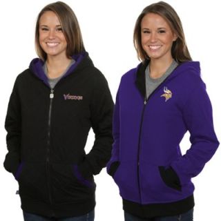 Pro Line Minnesota Vikings Womens Viper Lattice Full Zip Reversible Hoodie   Black/Purple