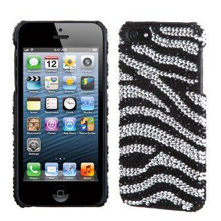 Hard Plastic Snap on Cover Fits Apple iPhone 5 5S Black/White Zebra Skin Diamante Desire Back Plus A Free LCD Screen Protector AT&T, Cricket, Sprint, Verizon (does NOT fit Apple iPhone or iPhone 3G/3GS or iPhone 4/4S or iPhone 5C) Cell Phones & Ac