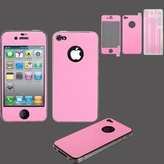 Full Body Protective Sticker Fits Apple iPhone 4 4S Pink Leather with LCD Screen Protective Film AT&T, Verizon (does NOT fit Apple iPhone or iPhone 3G/3GS or iPhone 5/5S/5C) Cell Phones & Accessories