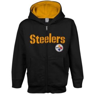 Pittsburgh Steelers Toddler Full Zip Fleece Hoodie   Black