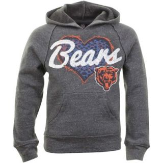 Chicago Bears Youth Girls Tri Blend Fleece Pullover Hoodie   Ash