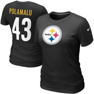 Nike Troy Polamalu Pittsburgh Steelers #43 Womens Name & Number T Shirt   Black
