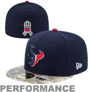 New Era Houston Texans Salute To Service On Field 59FIFTY Fitted Performance Hat   Navy Blue