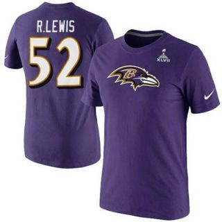 Nike Ray Lewis Baltimore Ravens Super Bowl XLVII Name and Number T Shirt   Purple