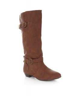 Tan Double Buckle High Boots