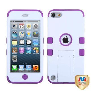 Fits Apple iPod Touch 5 (5th Generation) Snap on Cover Rubberized Ivory White/Electric Purple TUFF Hybrid (with Stand) (does NOT fit iPod Touch 1st, 2nd, 3rd or 4th generations) Cell Phones & Accessories