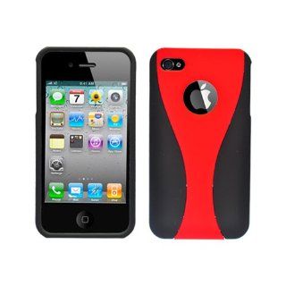 Cell Phone Snap on Cover Fits Apple iPhone 4 4S Special Red Black PC Glass Style AT&T (does NOT fit Apple iPhone or iPhone 3G/3GS or iPhone 5/5S/5C) Cell Phones & Accessories
