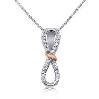 Sterling Silver Diamond Eternity Pendant with Rose Gold over Sterling Silver Effect Necklace 18" Chain Jewelry