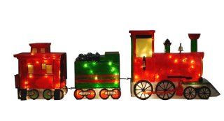 Barcana 30 Inch Illuminated Fiberglass Choo Choo Train  Locomotive, Freight Car and Caboose Outdoor   Toy Train Cars