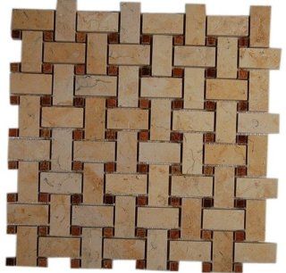 Basket Weave Jerusalem Gold With Wood Onyx Dot Tile 1/4 Sample   Marble Tiles  