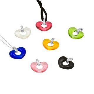 10k White Gold Diamond Heart Interchangeable Pendant Set with Black Silk Cord and Rope Chain, 18'' Jewelry