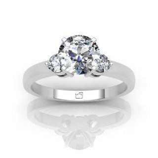 Platinum Nothing says 'lovely' more clearly than a single Round Brilliant Diamond on either side of your center stone 1/3 CTW. This item includes a free Cubic Zirconia center in the shape shown. Engagement Rings Jewelry