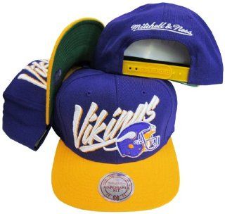 Minnesota Vikings Diagonal Script Purple/Yellow Two Tone Plastic Snapback Adjustable Plastic Snap Back Hat / Cap  Sports Fan Baseball Caps  Sports & Outdoors