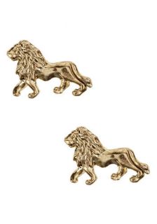 Gold Lion Earrings  Mod Retro Vintage Earrings