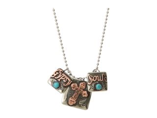 Gypsy SOULE 24 Gypsy Soule Cross Hammered Square 3 Charm Necklace Silver