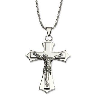 New Genuine Chisel Stainless Steel Polished Crucifix Pendant 22in Necklace Vishal Jewelry Jewelry