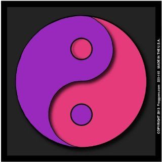 YING YANG   PURPLE/PINK WITH BLACK BACKGROUND   STICK ON CAR DECAL SIZE 3 1/2" x 3 1/2"   VINYL DECAL WINDOW STICKER   NOTEBOOK, LAPTOP, WALL, WINDOWS, ETC. COOL BUMPERSTICKER   Automotive Decals