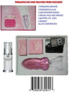 Threading Eyebrow Hair Removal Machine Kit , Include 1.5 Oz Eyebrow Cocojojo Serum Essentials Treatment and Care, for Eyebrows , Face and Upper Lips and Even for Hands and Legs. Comes with a Sealed Very Special Sterilized Powder for Easy Safe Function and 