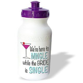wb_112235_1 EvaDane   Funny Quotes   We're here to mingle while the bride is single, Bachelorette Party   Water Bottles  Bike Water Bottles  Sports & Outdoors