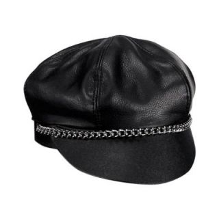 Carroll Leather Motorcycle Hat With Chain Accents