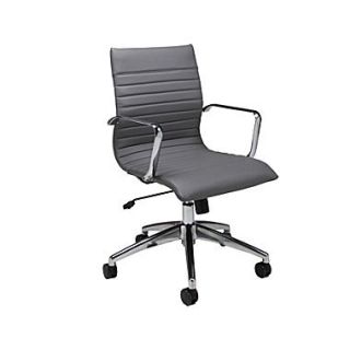 Pastel Janette Leatherette Mid Back Office Chair, PU Gray