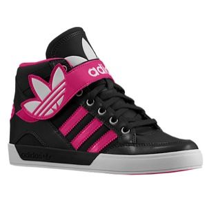 adidas Originals Hard Court Hi Strap   Girls Grade School   Basketball   Shoes   Black/Blast Pink/Running White