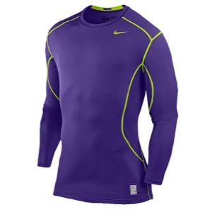Nike Pro Combat Core Fitted 2.0 L/S   Mens   Training   Clothing   Electro Purple/Volt
