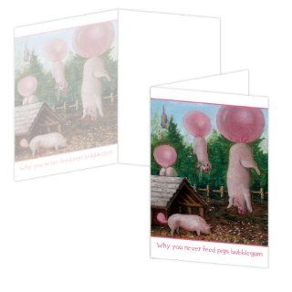 ECOeverywhere Why You Never Feed Pigs Bubblegum Boxed Card Set, 12 Cards and Envelopes, 4 x 6 Inches, Multicolored (bc10876)  Blank Postcards 