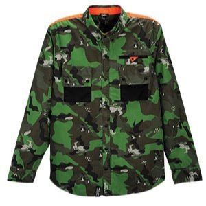 LRG Wolfland Camo Long Sleeve Woven   Mens   Casual   Clothing   Olive Jam