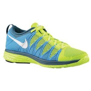 Nike Flyknit Lunar 2   Mens   Running   Shoes   Volt/Vivid Blue