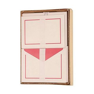 JAM Paper Large 5 1/2 x 7 3/4 Notecards and Matching Envelopes Stationery Set, Pink Border, 50/Set