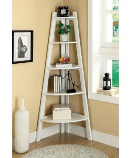Merill 5 Tier Ladder Corner Shelf   White   Bookcases