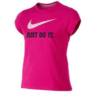 Nike JDI Swoosh S/S T Shirt   Girls Grade School   Casual   Clothing   Vivid Blue/Glacier Ice