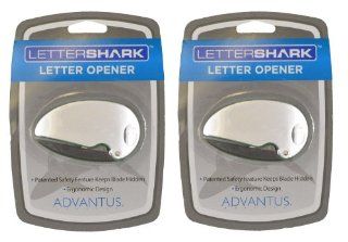 Set of 2 Advantus Shark Letter Opener Compact Ergonomic Mail Envelope   Office Supplies