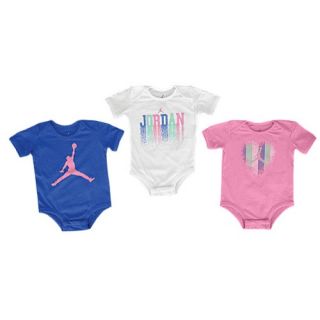 Jordan Bright Lights 3 Piece Creeper Set   Girls Infant   Basketball   Clothing   Pink Glow/Game Royal/White